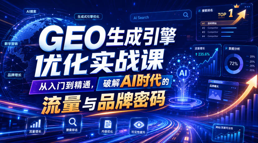 GEO生成引擎优化实战课,从入门到精通,破解AI时代的流量与品牌密码-宇文网创