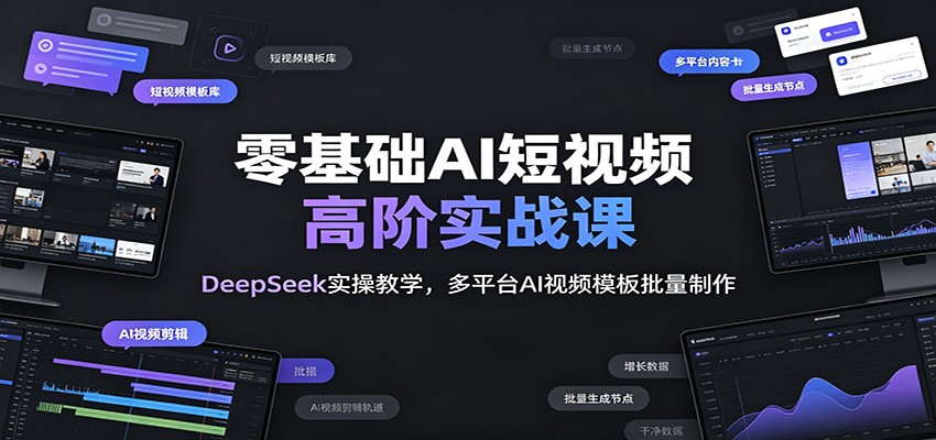 零基础AI短视频高阶实战课:DeepSeek实操教学,多平台AI视频模板批量制作-宇文网创