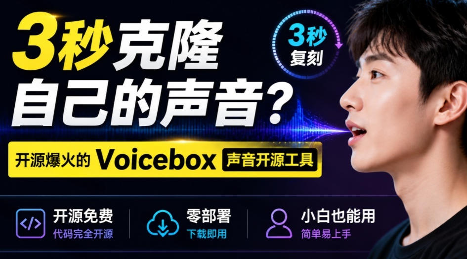 3秒克隆自己的声音?开源爆火的Voicebox声音开源工具,实测体验超好,零部署小白也能直接用-宇文网创