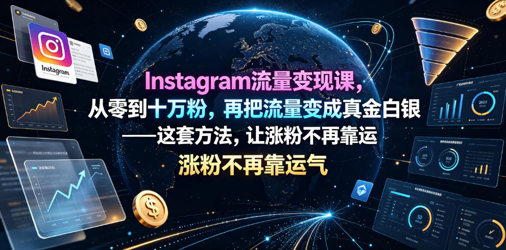Instagram流量变现课，从零到十万粉，再把流量变成真金白银——这套方法，让涨粉不再靠运气【原创双语字幕】-宇文网创
