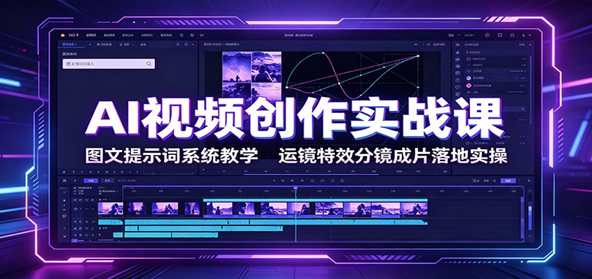 AI视频创作实战课:图文提示词系统教学,运镜特效分镜成片落地实操-宇文网创