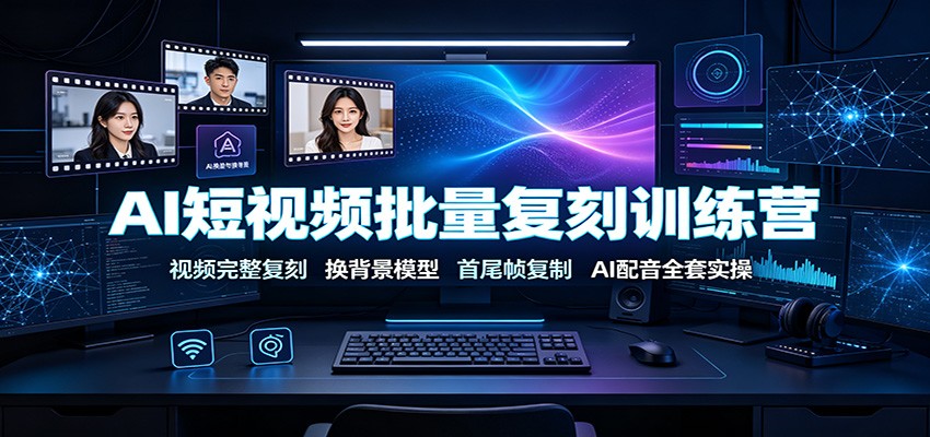 AI短视频批量复刻训练营:视频完整复刻,换背景模型、首尾帧复制、AI配音全套实操-宇文网创