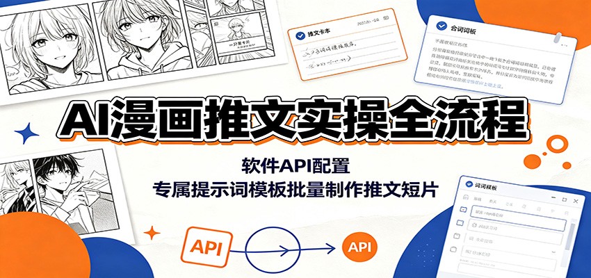 AI漫画推文实操全流程：软件API配置，专属提示词模板批量制作推文短片-宇文网创