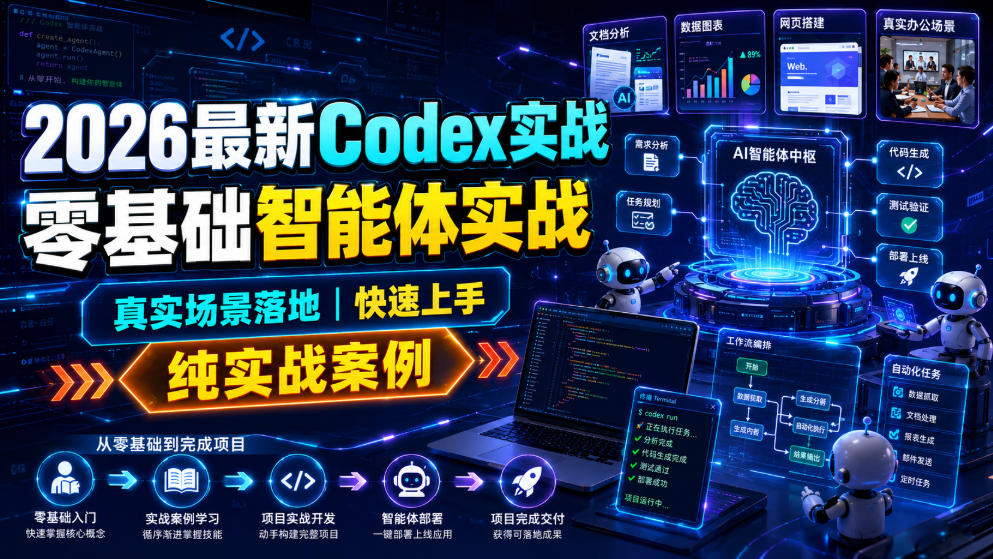 2026最新Codex实战零基础智能体实战，真实场景落地，快速上手，纯实战案例-宇文网创
