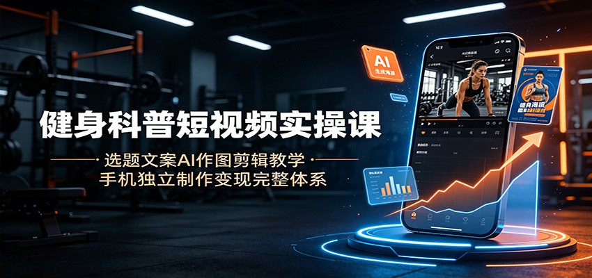 健身科普短视频实操课：选题文案AI作图剪辑教学，手机独立制作变现完整体系-宇文网创