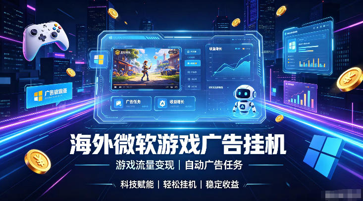 海外游戏广告自动挂G,轻资产海外副业风口,单设备稳定产出500+【揭秘】-宇文网创