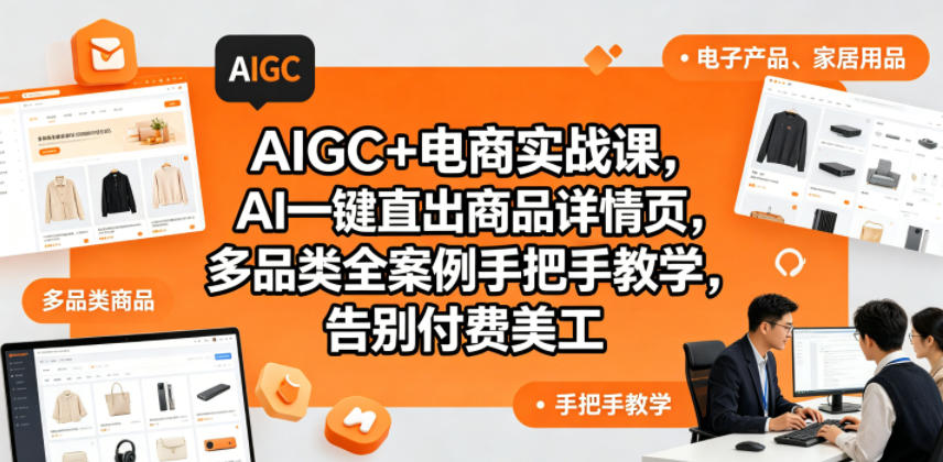 AIGC+电商实战课，AI一键直出商品详情页，多品类全案例手把手教学，告别付费美工（更新0704）-宇文网创