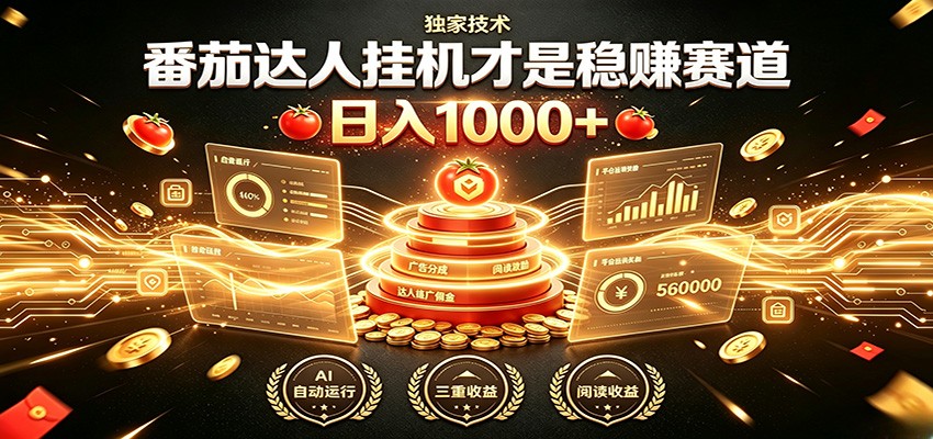 别再瞎找副业!番茄达人挂机才是稳赚赛道 日入1000+-宇文网创