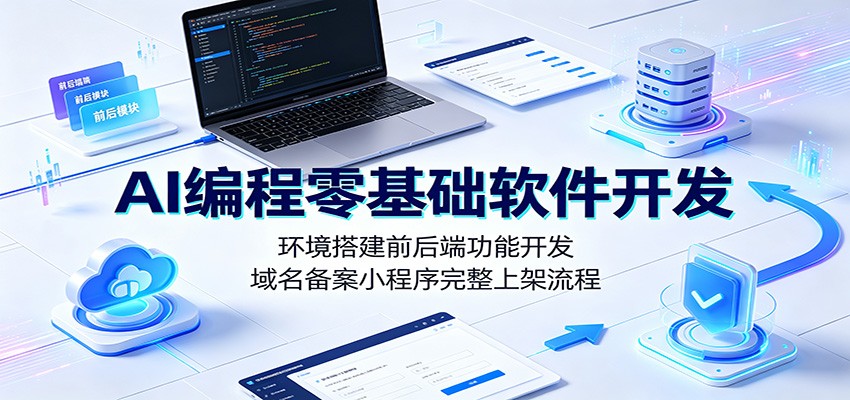 AI编程零基础软件开发:环境搭建前后端功能开发,域名备案小程序完整上架流程-宇文网创