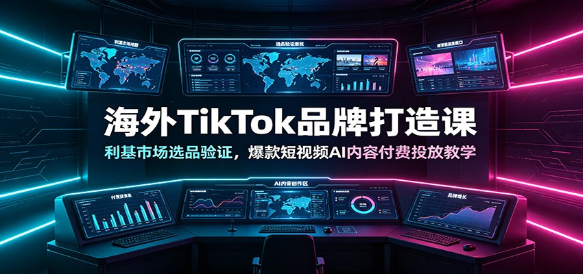 海外TikTok品牌打造课:利基市场选品验证,爆款短视频AI内容付费投放教学-宇文网创