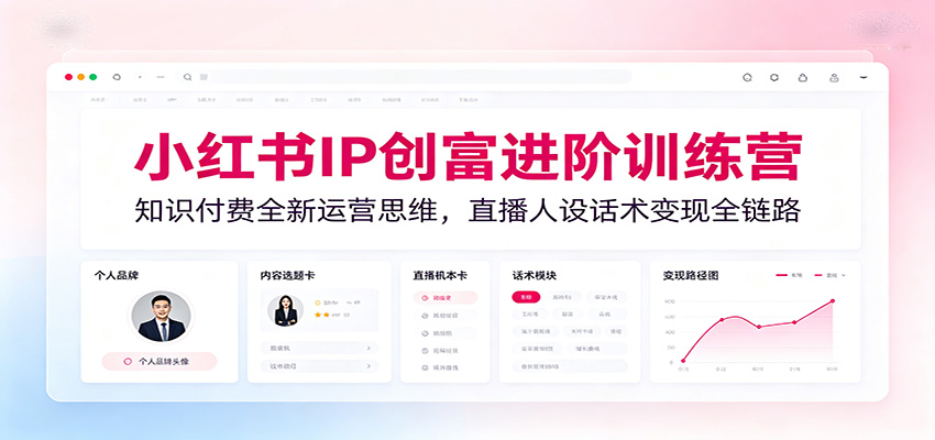 小红书IP创富进阶训练营：知识付费全新运营思维，直播人设话术变现全链路-宇文网创