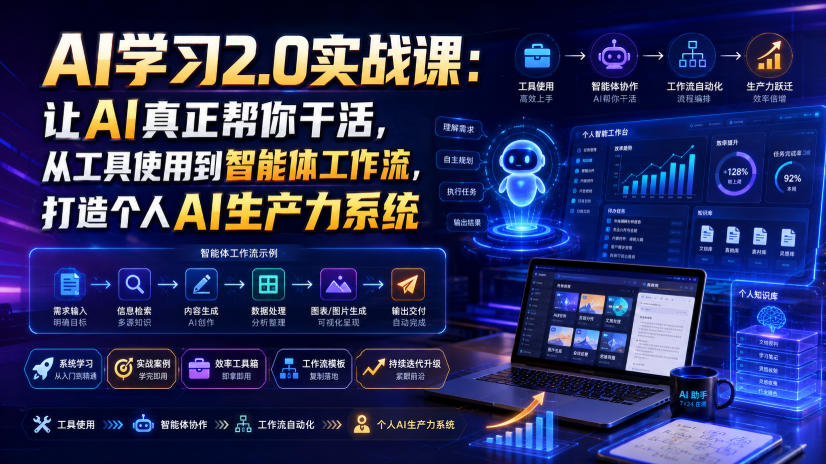 AI学习2.0实战课：让AI真正帮你干活，从工具使用到智能体工作流，打造个人AI生产力系统-宇文网创