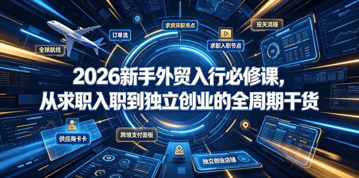 2026新手外贸入行必修课,从求职入职到独立创业的全周期干货-宇文网创