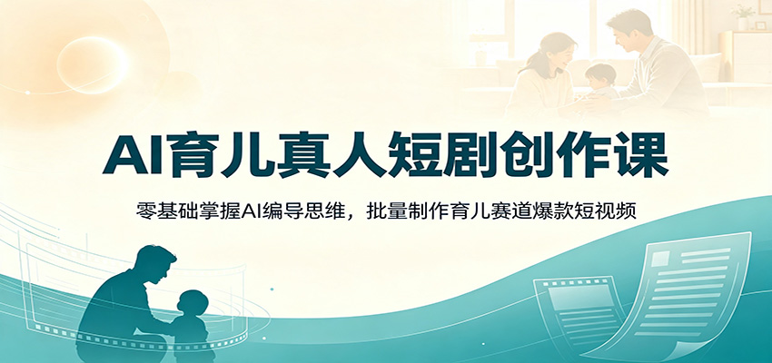 AI育儿真人短剧创作课：零基础掌握AI编导思维，批量制作育儿赛道爆款短视频-宇文网创