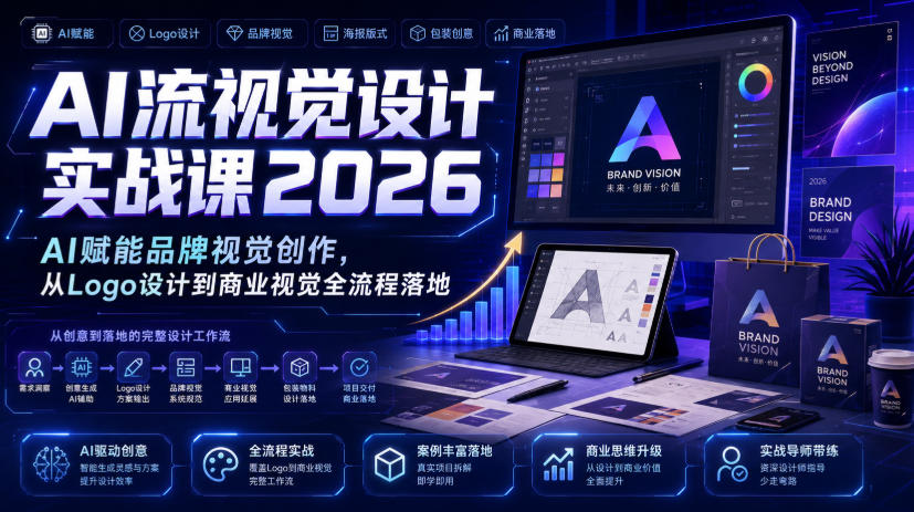 AI流视觉设计实战课2026:AI赋能品牌视觉创作,从Logo设计到商业视觉全流程落地-宇文网创
