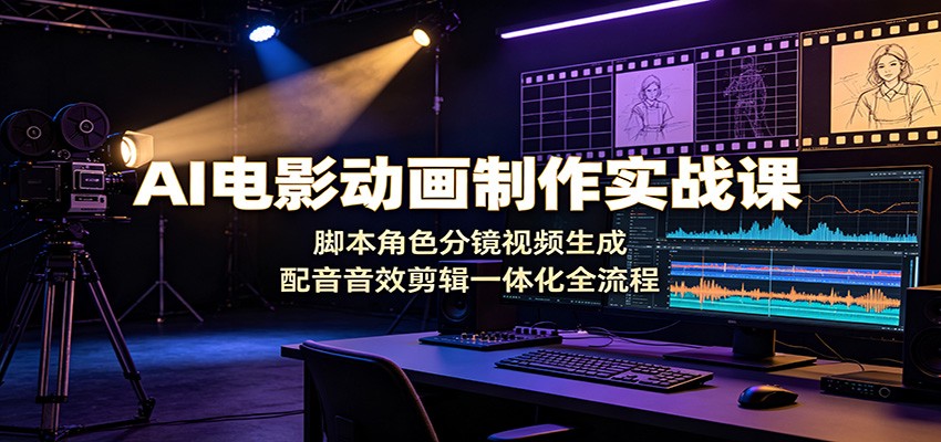 AI电影动画制作实战课：脚本角色分镜视频生成，配音音效剪辑一体化全流程-宇文网创