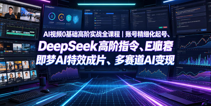 AI视频0基础高阶实战全课程｜账号精细化起号、DeepSeek高阶指令、即梦AI特效成片、多赛道AI短视频量产变现-宇文网创