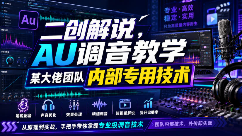 二创解说AU调音教学,某大佬团队内部专用技术-宇文网创