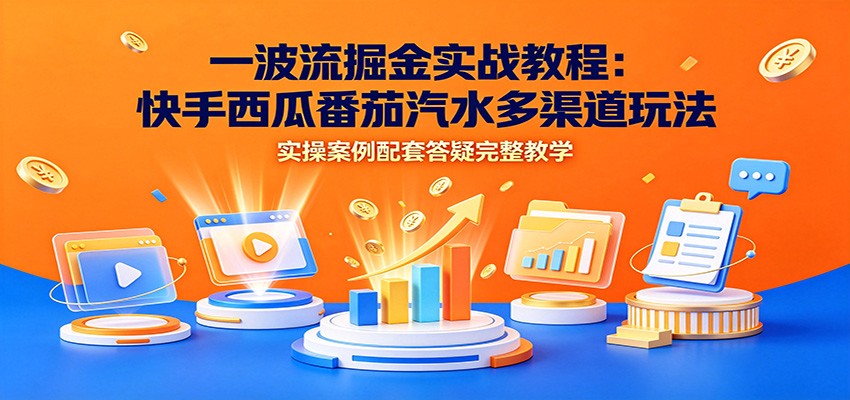 一波流掘金实战教程:快手西瓜番茄汽水多渠道玩法,实操案例配套答疑完整教学-宇文网创