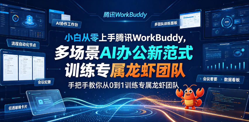 小白从零上手腾讯WorkBuddy，多场景AI办公新范式实战，手把手教你从0到1训练专属龙虾团队-宇文网创