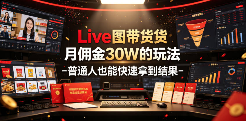 Live图带货月佣金30W的玩法-普通人也能快速拿到结果-宇文网创