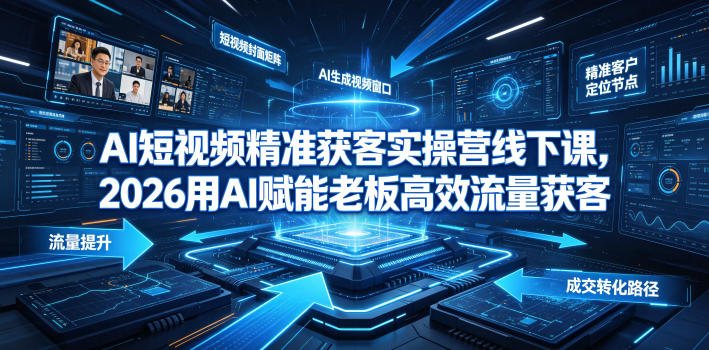 AI短视频精准获客实操营6月10-14号线下课,2026用AI赋能老板高效流量获客-宇文网创