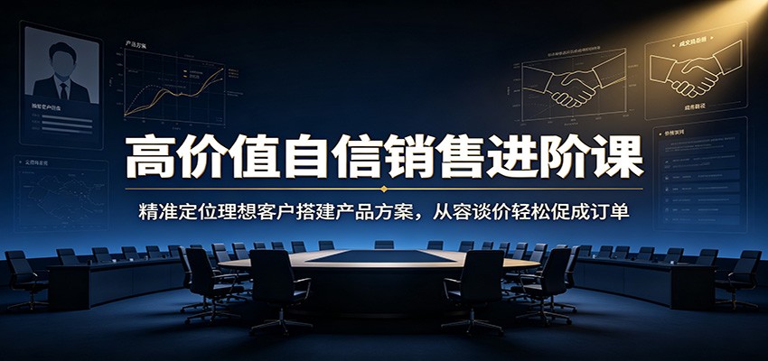 高价值自信销售进阶课：精准定位理想客户搭建产品方案，从容谈价轻松促成订单-宇文网创