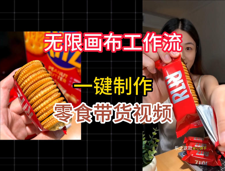 无限画布工作流一键制作零食带货视频，操作简单实操教学-宇文网创