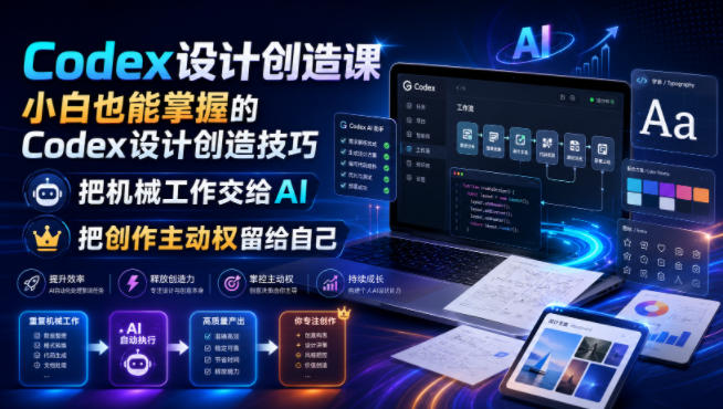 Codex设计创造课,小白也能掌握的Codex设计创造技巧,把机械工作交给AI,把创作主动权留给自己-宇文网创