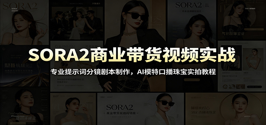SORA2商业带货视频实战:专业提示词分镜剧本制作,AI模特口播珠宝实拍教程-宇文网创