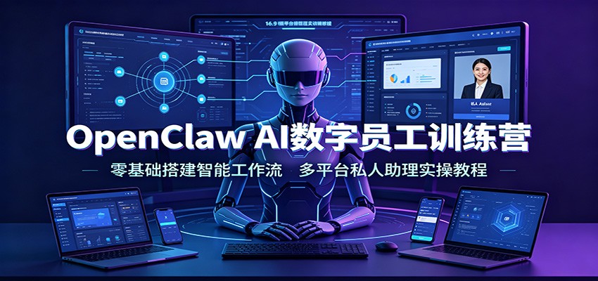 OpenClaw AI数字员工训练营:零基础搭建智能工作流,多平台私人助理实操教程-宇文网创