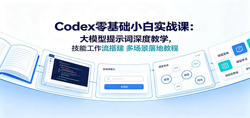 Codex零基础小白实战课:大模型提示词深度教学,技能工作流搭建多场景落地教程-宇文网创
