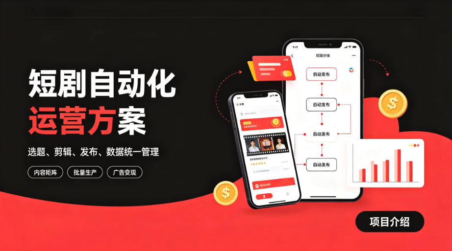 快手全自动短剧矩阵项目|自动化分发,流量持续变现【揭秘】-宇文网创