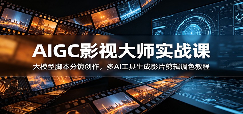 AIGC影视大师实战课:大模型脚本分镜创作,多AI工具生成影片剪辑调色教程-宇文网创