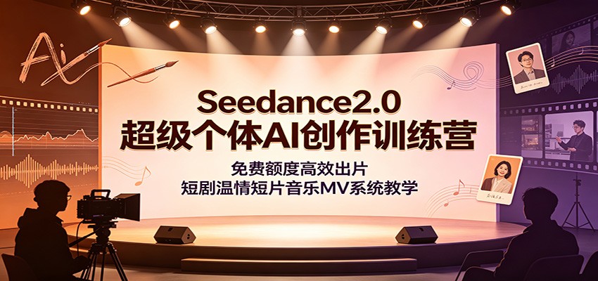 Seedance2.0超级个体AI创作训练营:免费额度高效出片,短剧温情短片音乐MV系统教学-宇文网创