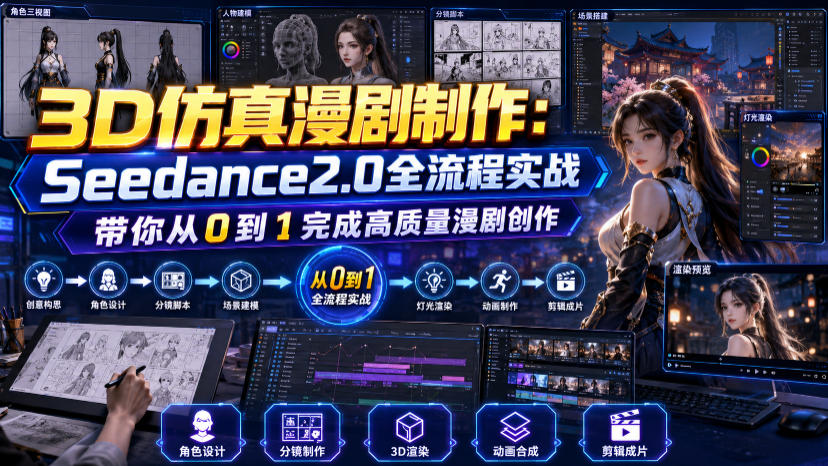 3D仿真漫剧制作：Seedance2.0全流程实战，带你从0到1完成高质量漫剧创作-宇文网创