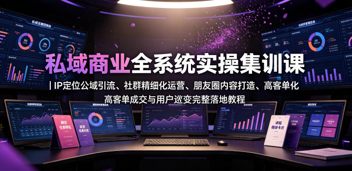私域商业全系统实操课|IP定位公域引流、社群精细化运营、朋友圈内容打造、高客单成交与用户裂变完整落地教程-宇文网创