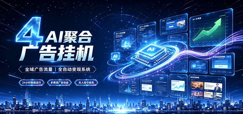 全域广告流量聚合，AI无人挂机稳赚佣金，打造长期稳定被动收入副业-宇文网创