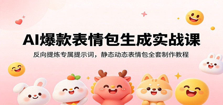 AI爆款表情包生成实战课:反向提炼专属提示词,静态动态表情包全套制作教程-宇文网创