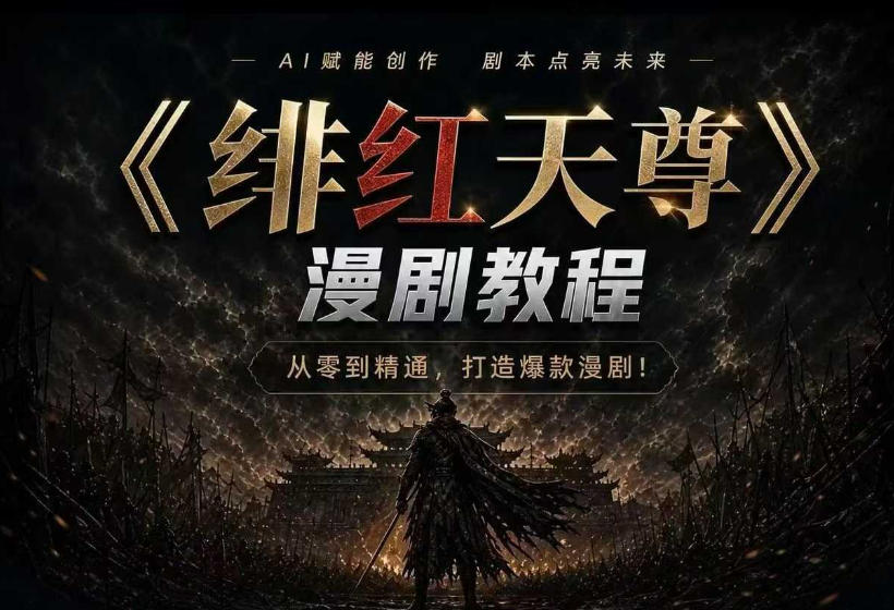 绯红天尊AI漫剧系统教程｜从零入门到精通，工具运用+剧本创作+爆款逻辑+提示词素材+镜头剪辑，全套爆款漫剧落地实战课-宇文网创