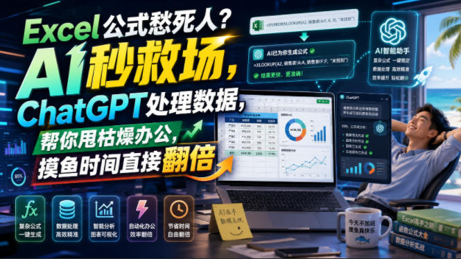 Excel公式愁死人?AI秒救场,ChatGPT处理数据,帮你甩枯燥办公,摸鱼时间直接翻倍【原创双语字幕】-宇文网创