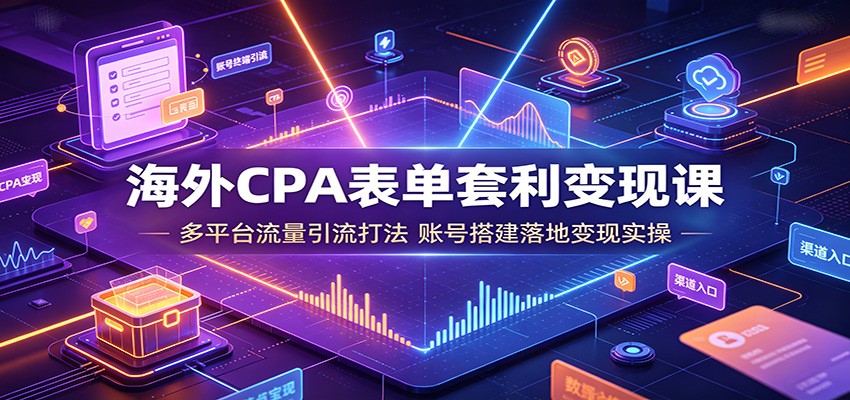 海外CPA表单套利变现课:多平台流量引流打法,账号搭建落地变现实操-宇文网创