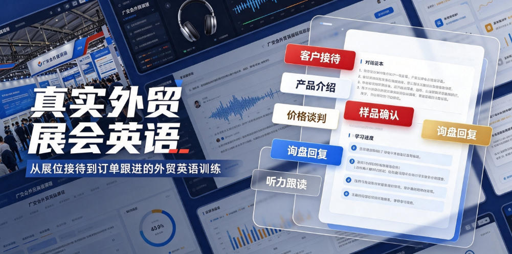 真实外贸展会英语，广交会外贸口语听力突击课程【音频】-宇文网创