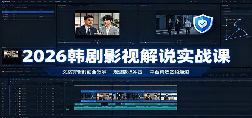 2026韩剧影视解说实战课：文案剪辑封面全教学，规避版权冲击平台精选签约通道-宇文网创