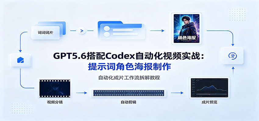 GPT5.6搭配Codex自动化视频实战:提示词角色海报制作,自动化成片工作流拆解教程-宇文网创
