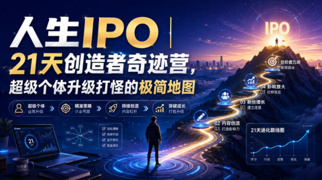 人生IPO︱21天创造者奇迹营，​超级个体升级打怪的极简地图-宇文网创