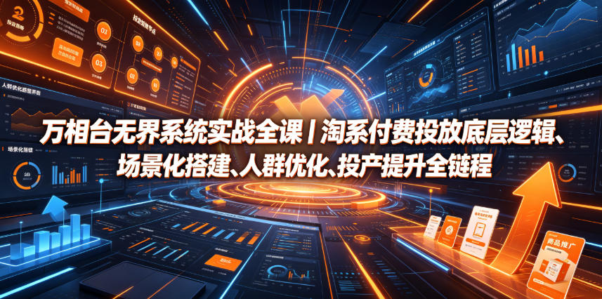 万相台无界系统实战全课｜淘系付费投放底层逻辑、场景化搭建、人群优化、投产提升全链路运营教程-宇文网创