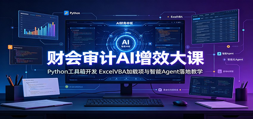财会审计AI增效大课：Python工具箱开发，ExcelVBA加载项与智能Agent落地教学-宇文网创