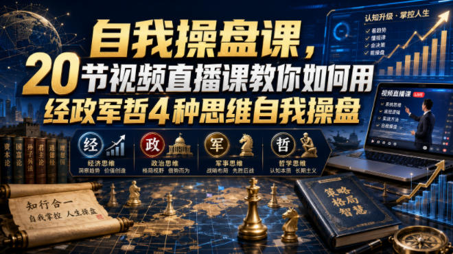 自我操盘课，20节视频直播课教你如何用经政军哲4种思维自我操盘-宇文网创