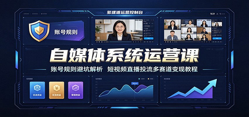 自媒体系统运营课：账号规则避坑解析，短视频直播投流多赛道变现教程-宇文网创